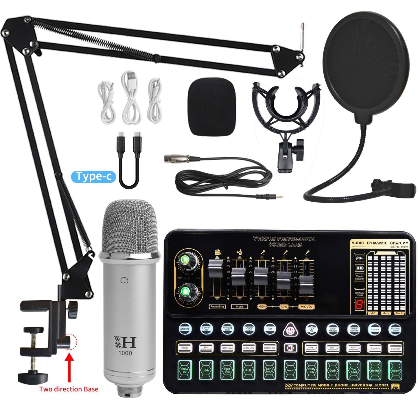 Live Broadcast Sound Card Set With Condenser Microphone - Arovion