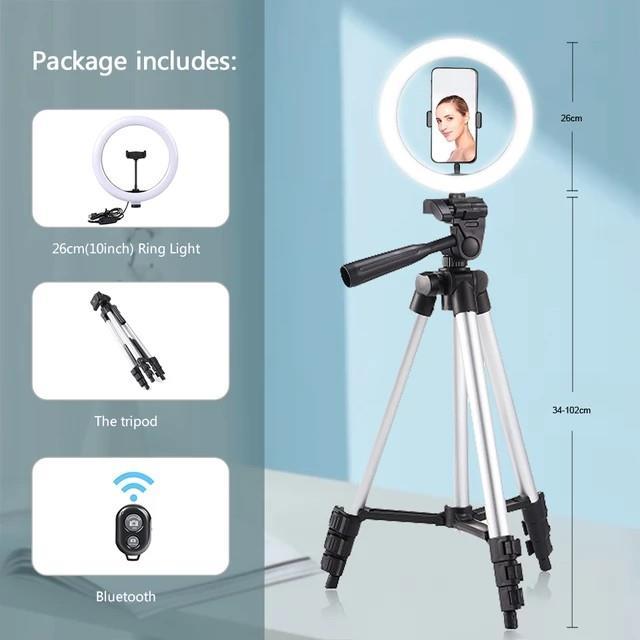 Led Selfie Phone Lamp With Tripod Stand Holder - Arovion