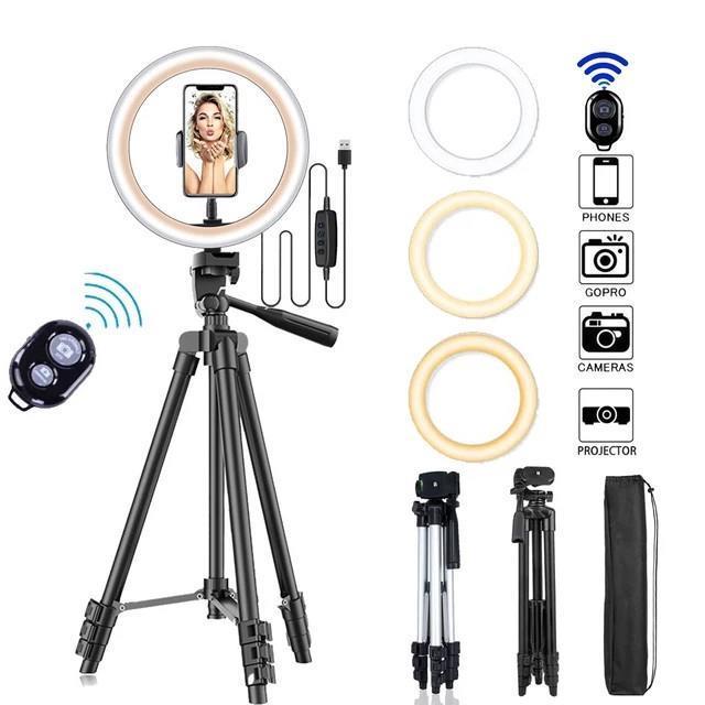 Led Selfie Phone Lamp With Tripod Stand Holder - Arovion