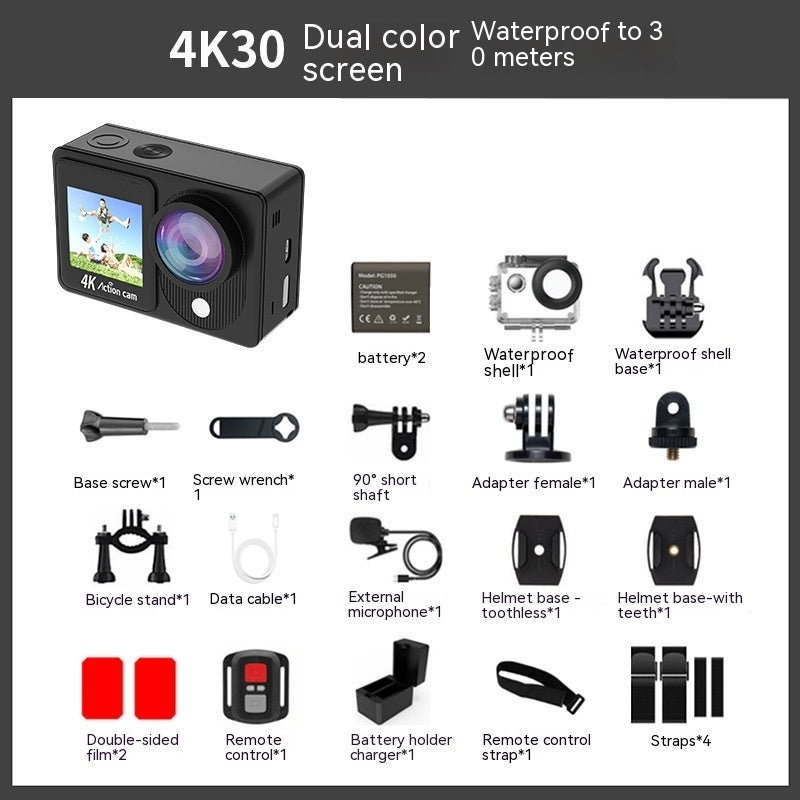 Waterproof 30 M True 4K Riding Camera Anti-shake Wide Angle - Arovion