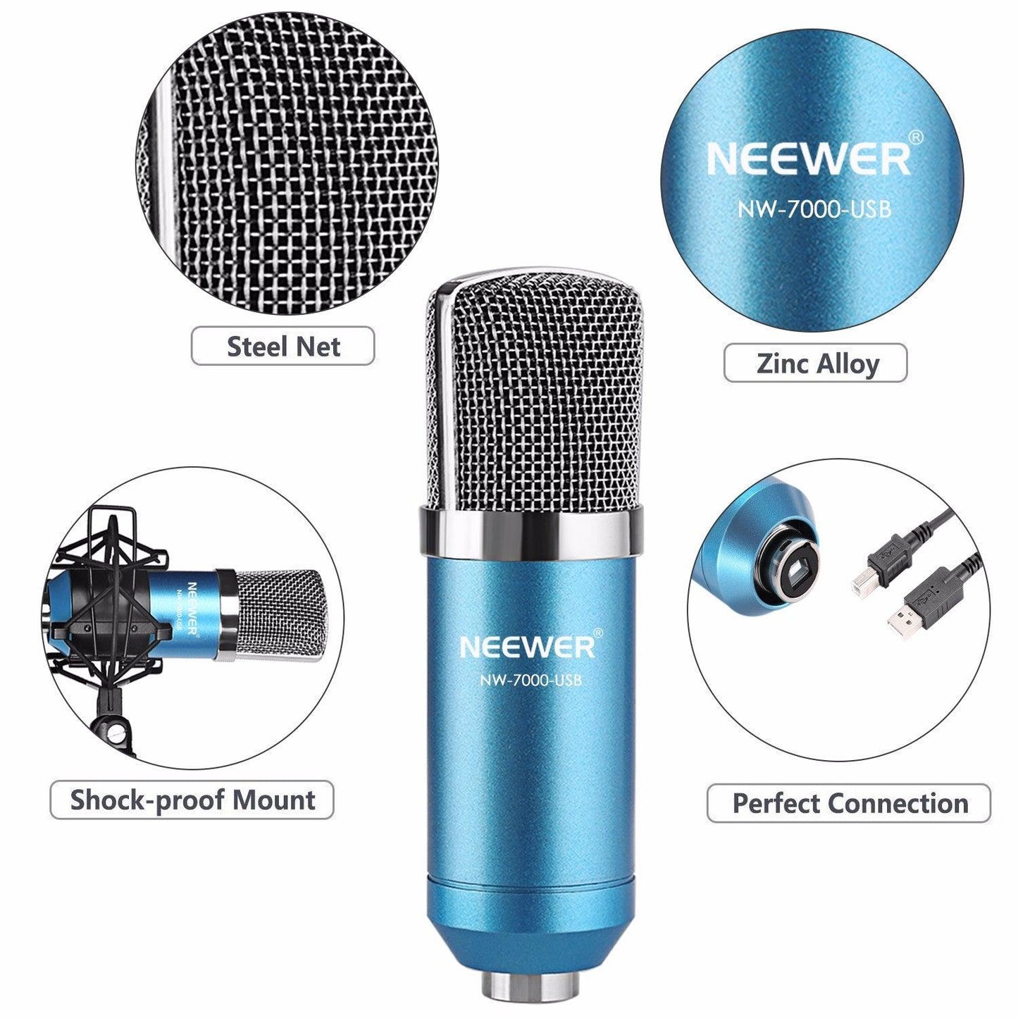 Neewer NW-7000 USB Professional Studio Condenser Microphone - Arovion