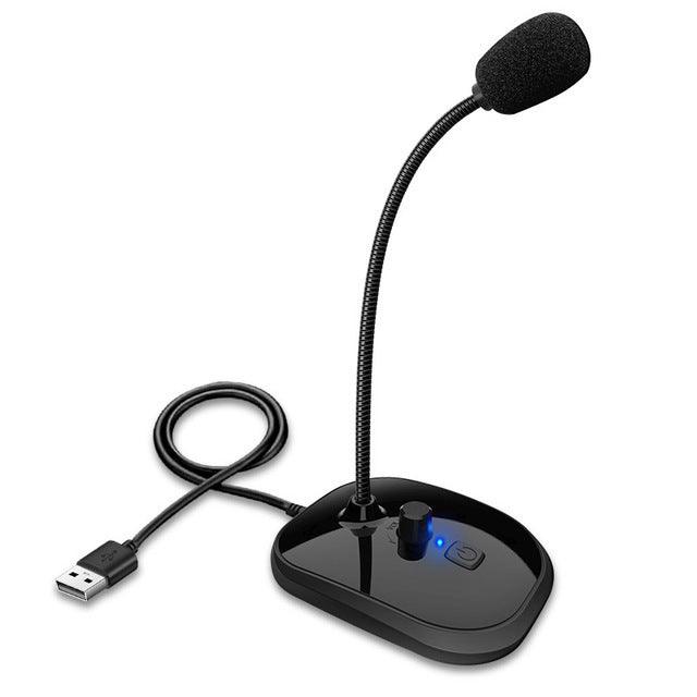 Gooseneck Computer Microphone USB Sound Card Monitor - Arovion