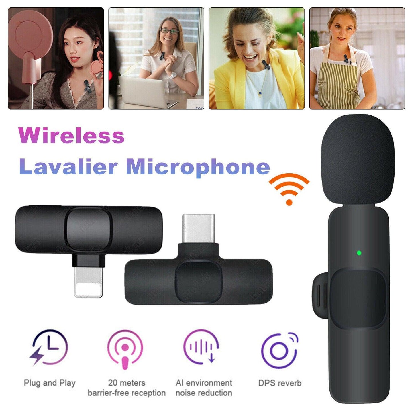 Lavalier Mini Microphone Wireless Audio Video Recording - Arovion