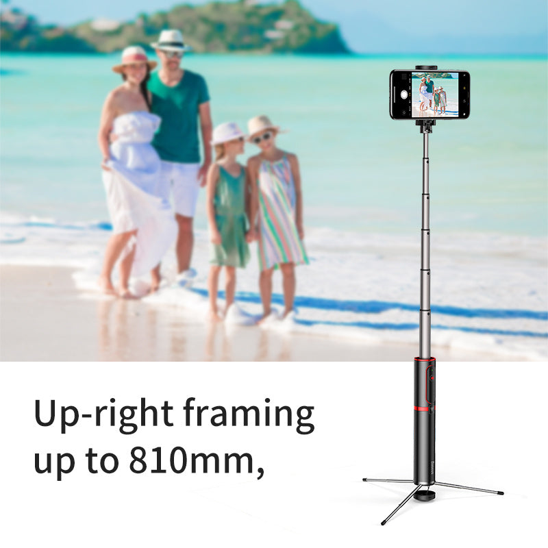 Compatible with Apple, Integrated Bluetooth remote control selfie stick with tripod - Arovion