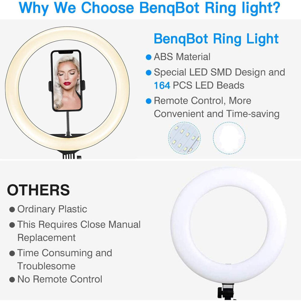 Compatible with Apple, Video Light, Dimmable Light, Selfie Led Ring Light - Arovion