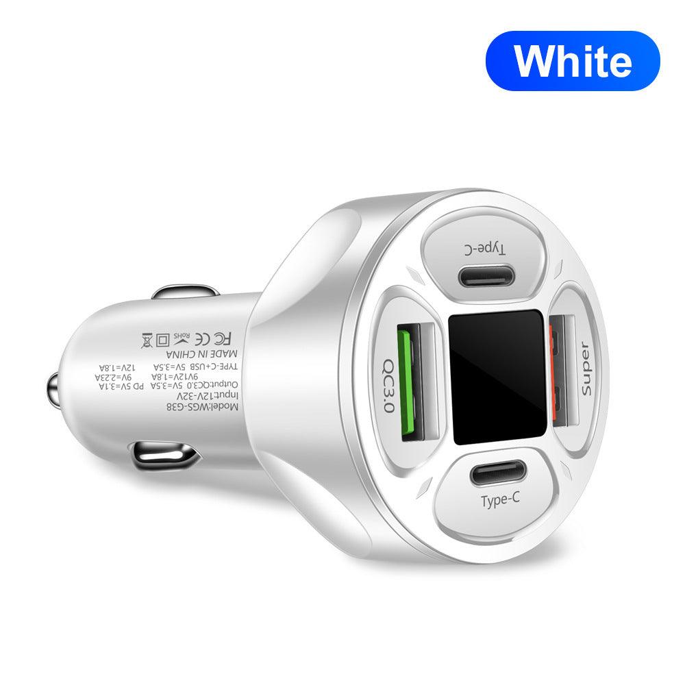 66W 2USB 2Type-c Digital Display Car Super Fast Charger - Arovion