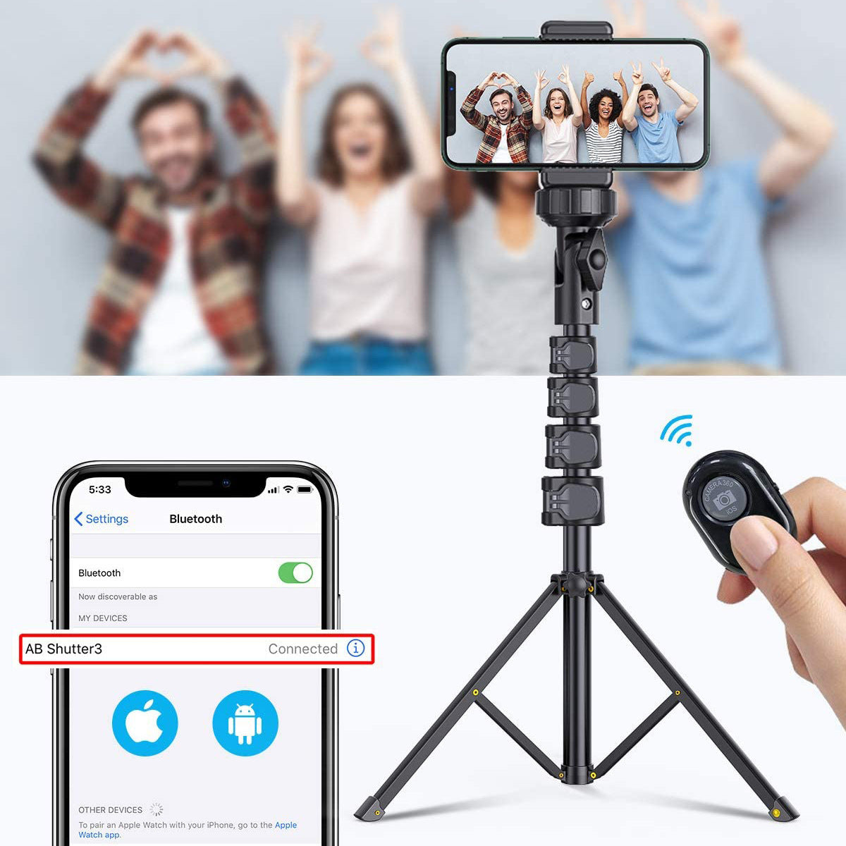 Compatible with Apple, Selfie stick tripod - Arovion