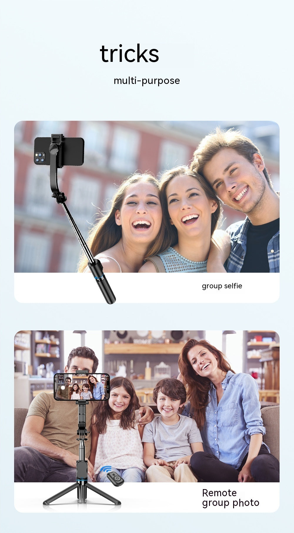 Detachable Desktop Stand Multifunctional Bluetooth Selfie Stick - Arovion