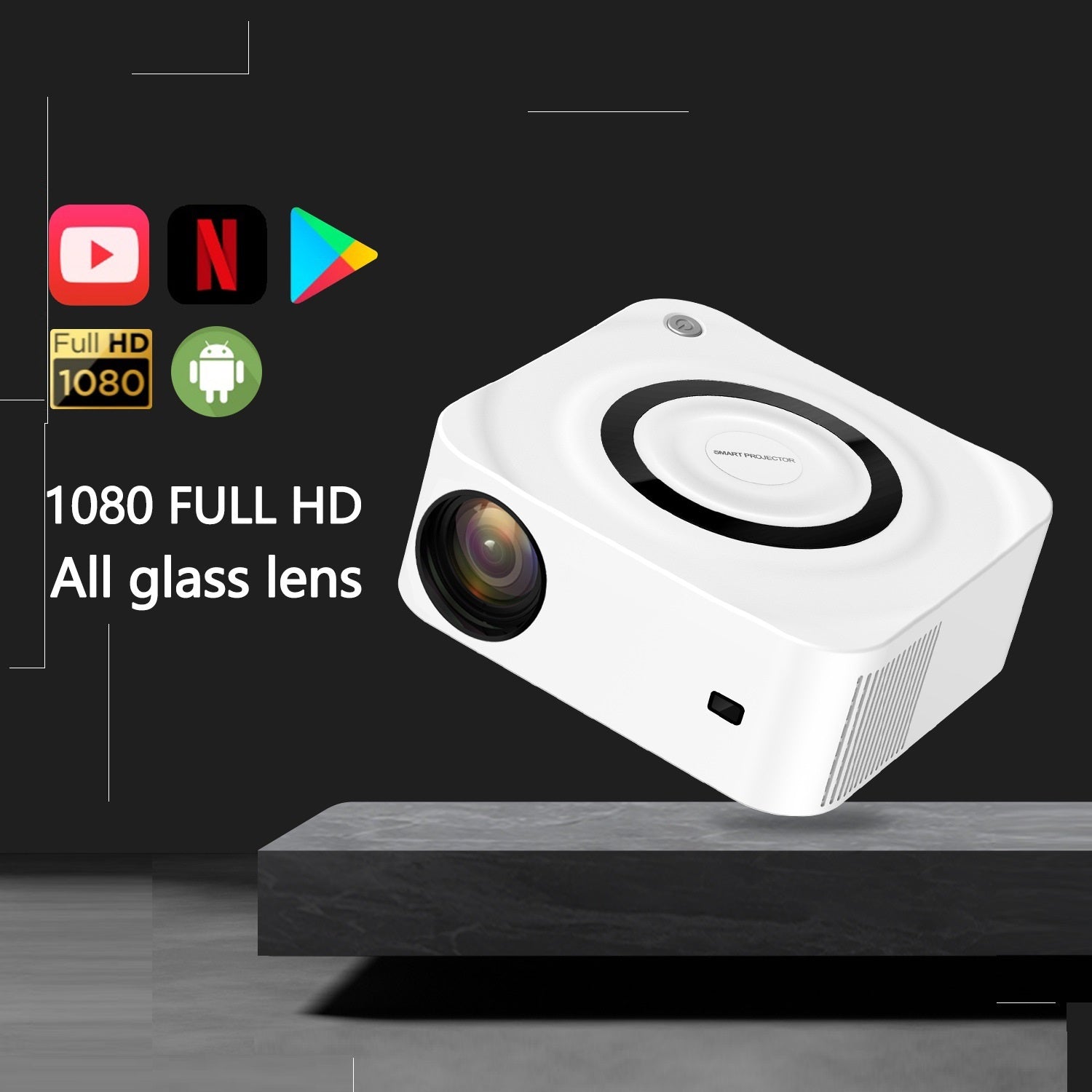 Home HD Projector 1080P Bluetooth WIFI Mobile Smart Projector - Arovion