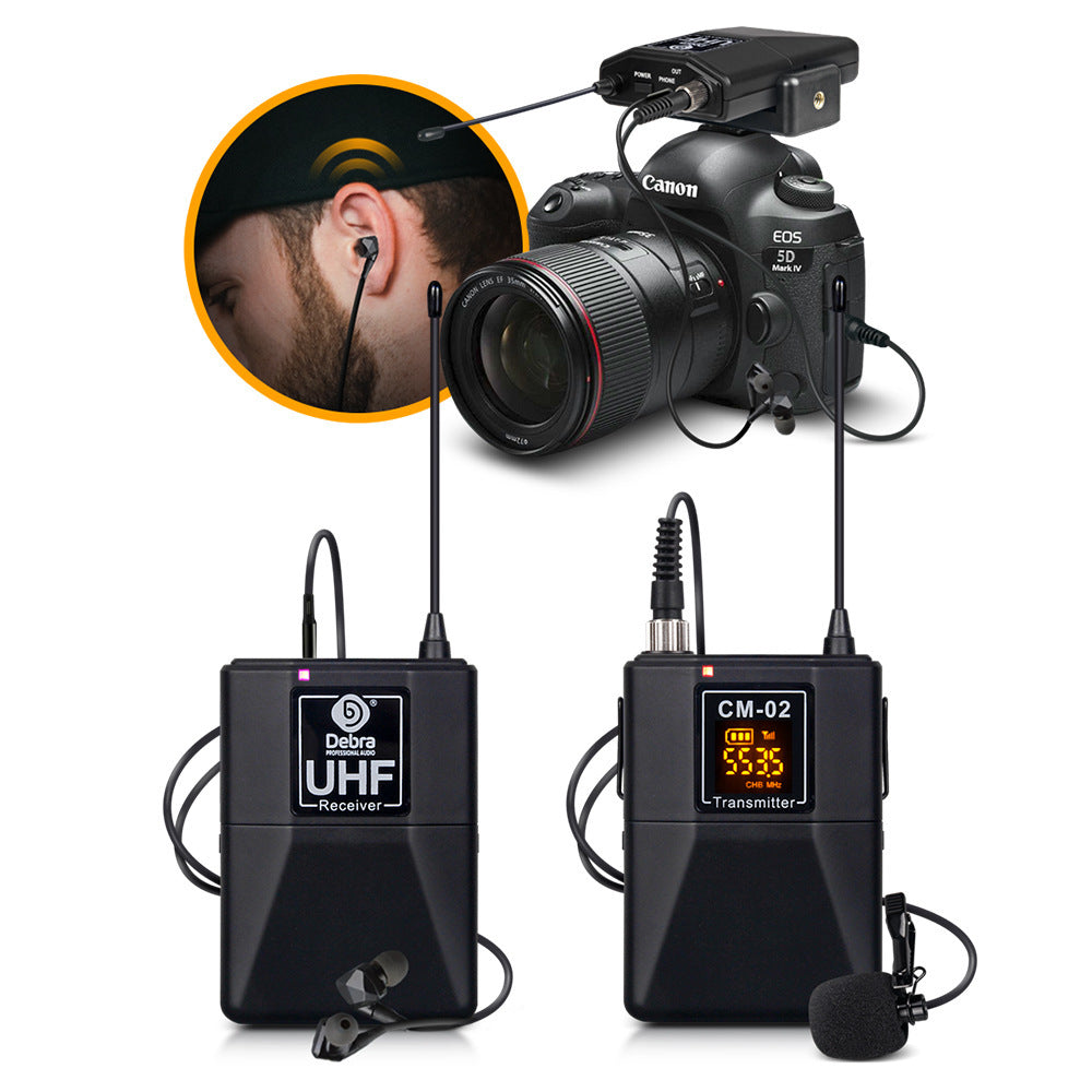 Wireless Microphone With Monitor Lavalier Camera Radio SLR Interview Recording - Arovion