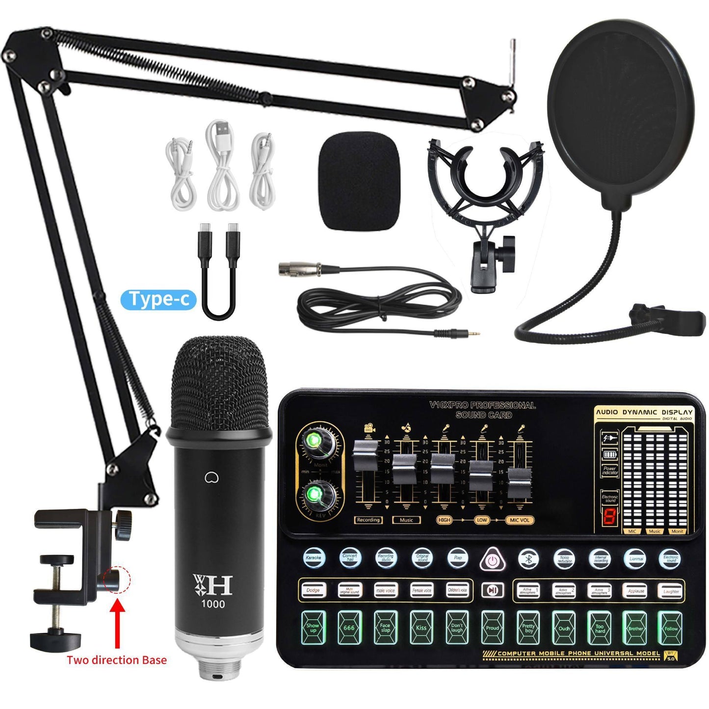 Live Broadcast Sound Card Set With Condenser Microphone - Arovion