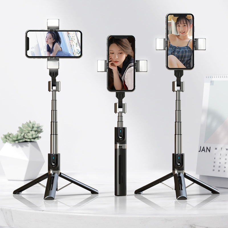 Bluetooth Selfie Stick Double Fill Light Desktop Live Broadcast - Arovion