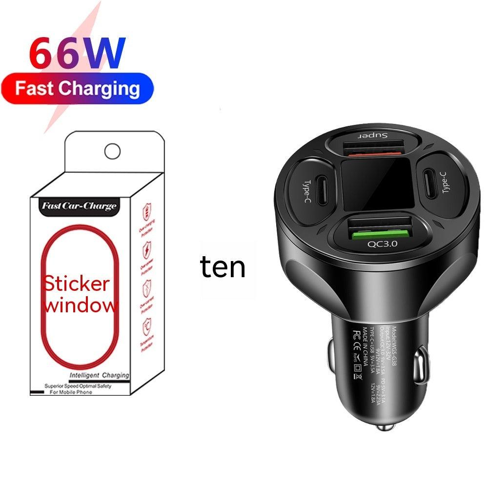 66W 2USB 2Type-c Digital Display Car Super Fast Charger - Arovion