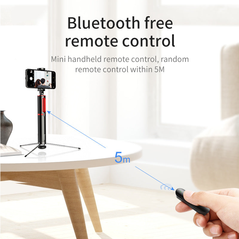 Compatible with Apple, Integrated Bluetooth remote control selfie stick with tripod - Arovion