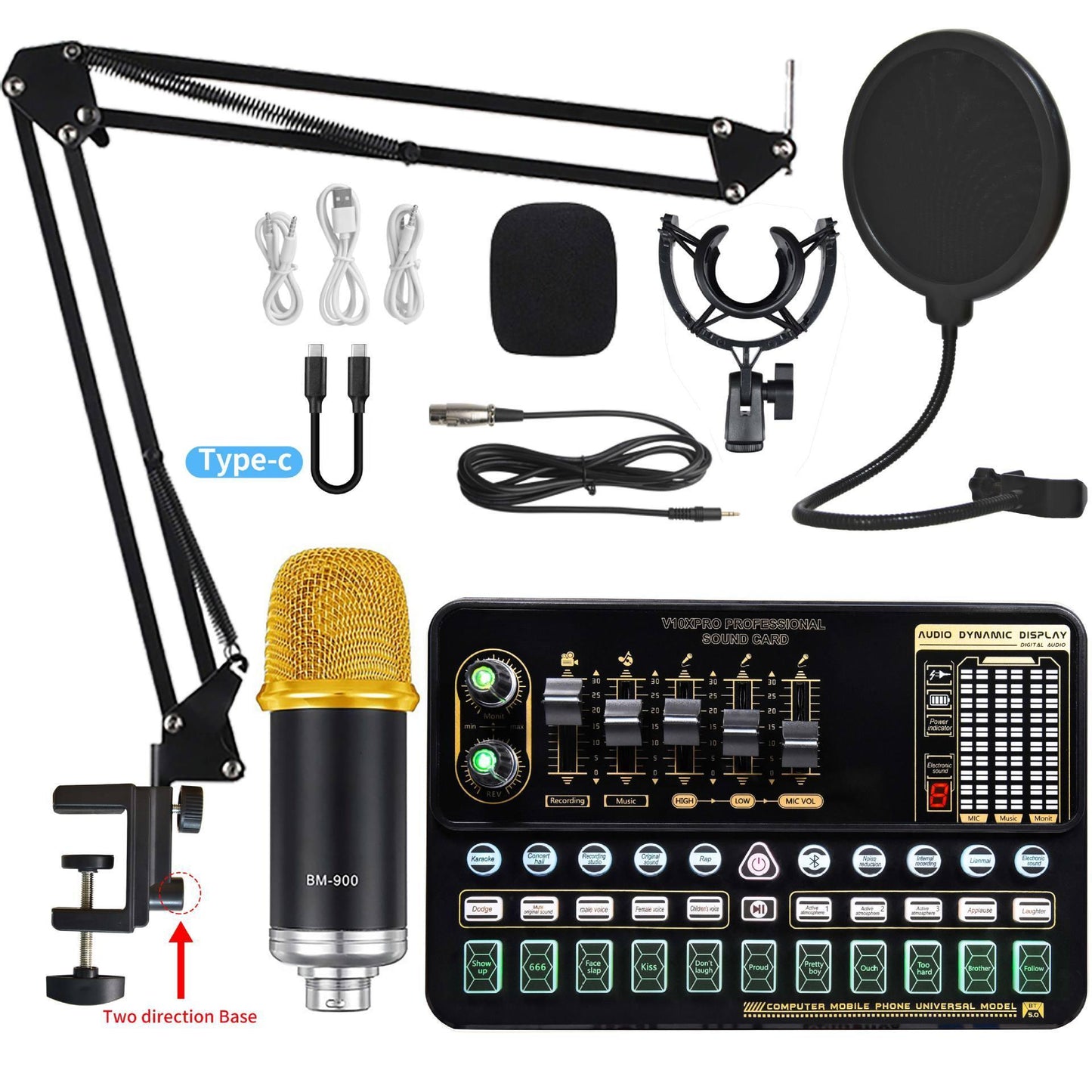 Live Broadcast Sound Card Set With Condenser Microphone - Arovion