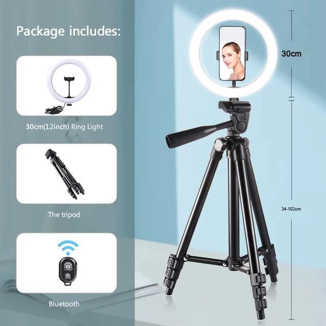 Led Selfie Phone Lamp With Tripod Stand Holder - Arovion