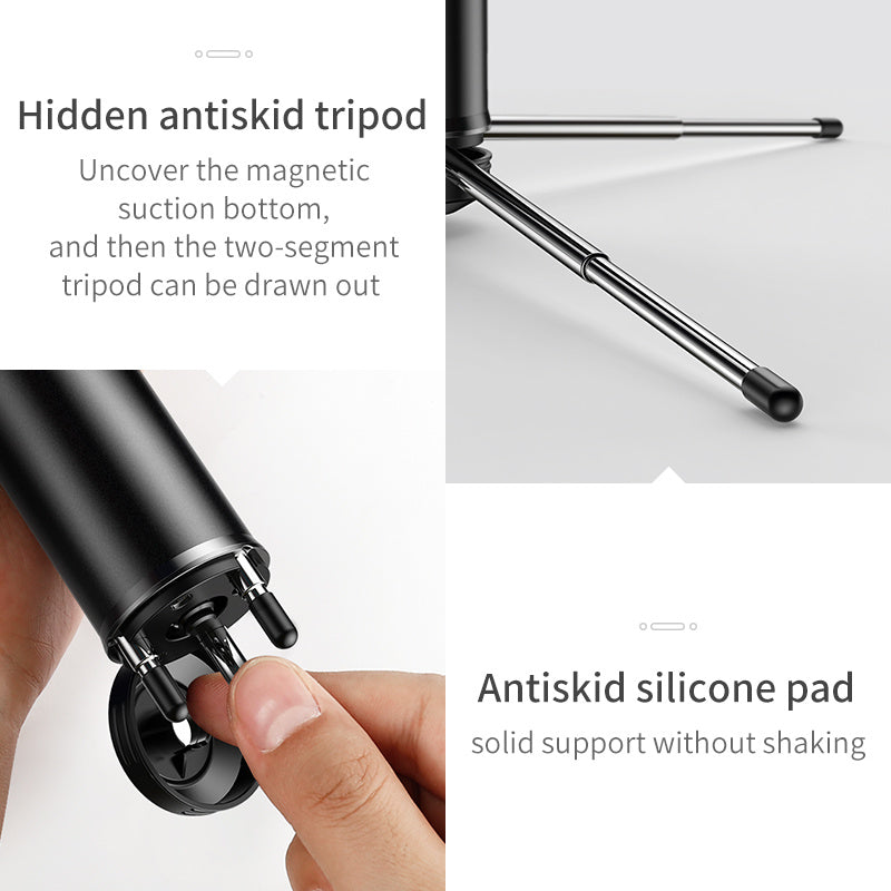 Compatible with Apple, Integrated Bluetooth remote control selfie stick with tripod - Arovion