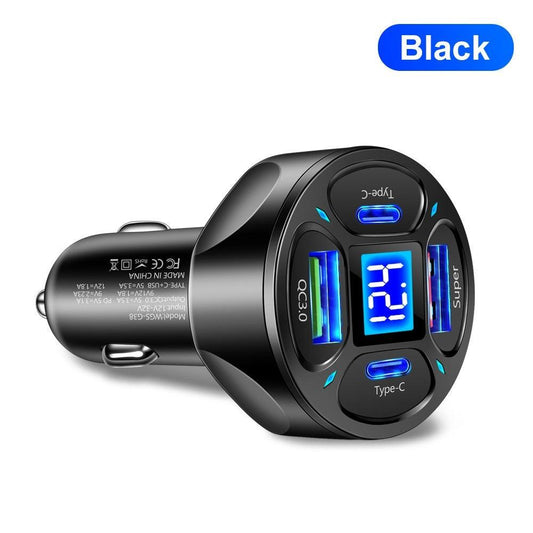 66W 2USB 2Type-c Digital Display Car Super Fast Charger - Arovion