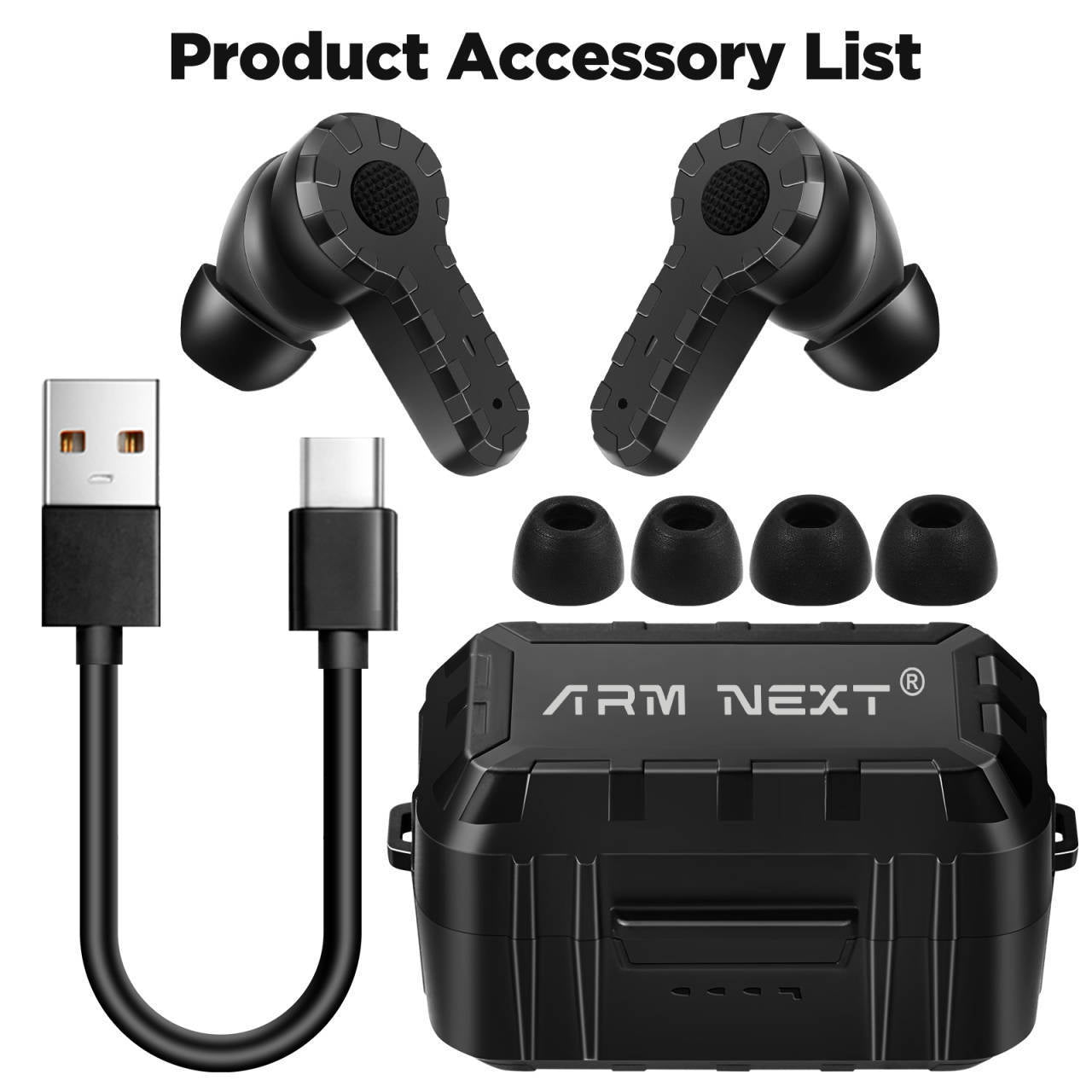 Tactical Noise Reduction Headset Rechargeable Pickup Hearing Shooting Earplugs - Arovion