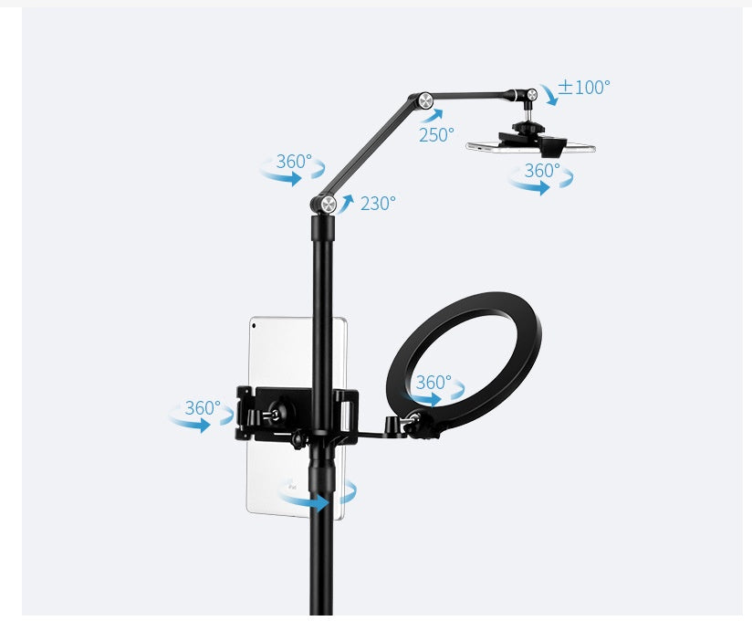 Mobile Phone Tablet Stand With Fill Light Vertical Folding Rotation - Arovion