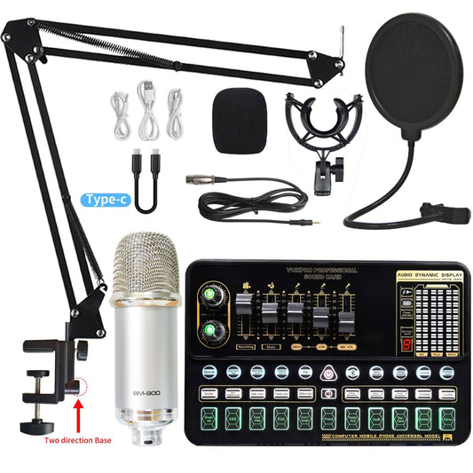 Live Broadcast Sound Card Set With Condenser Microphone - Arovion