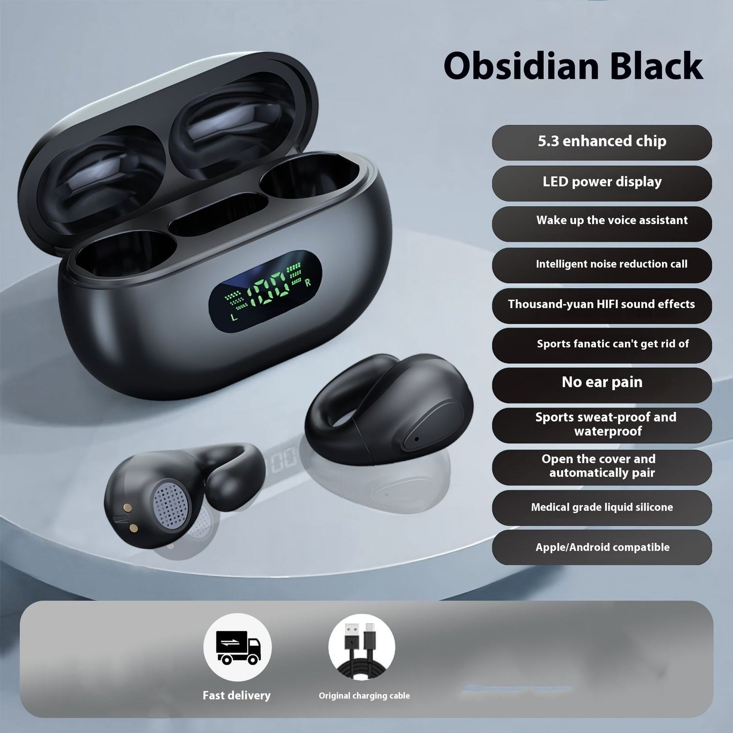 Wireless Ear-clip Bone Conduction Noise Reduction Non In-ear - Arovion