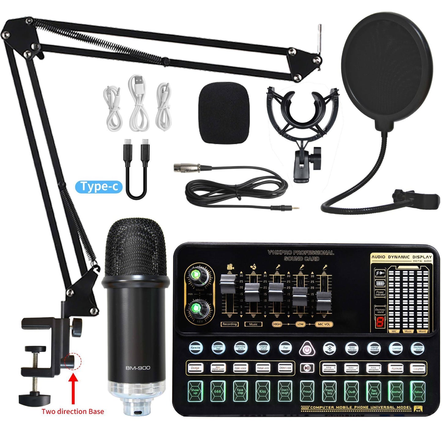 Live Broadcast Sound Card Set With Condenser Microphone - Arovion