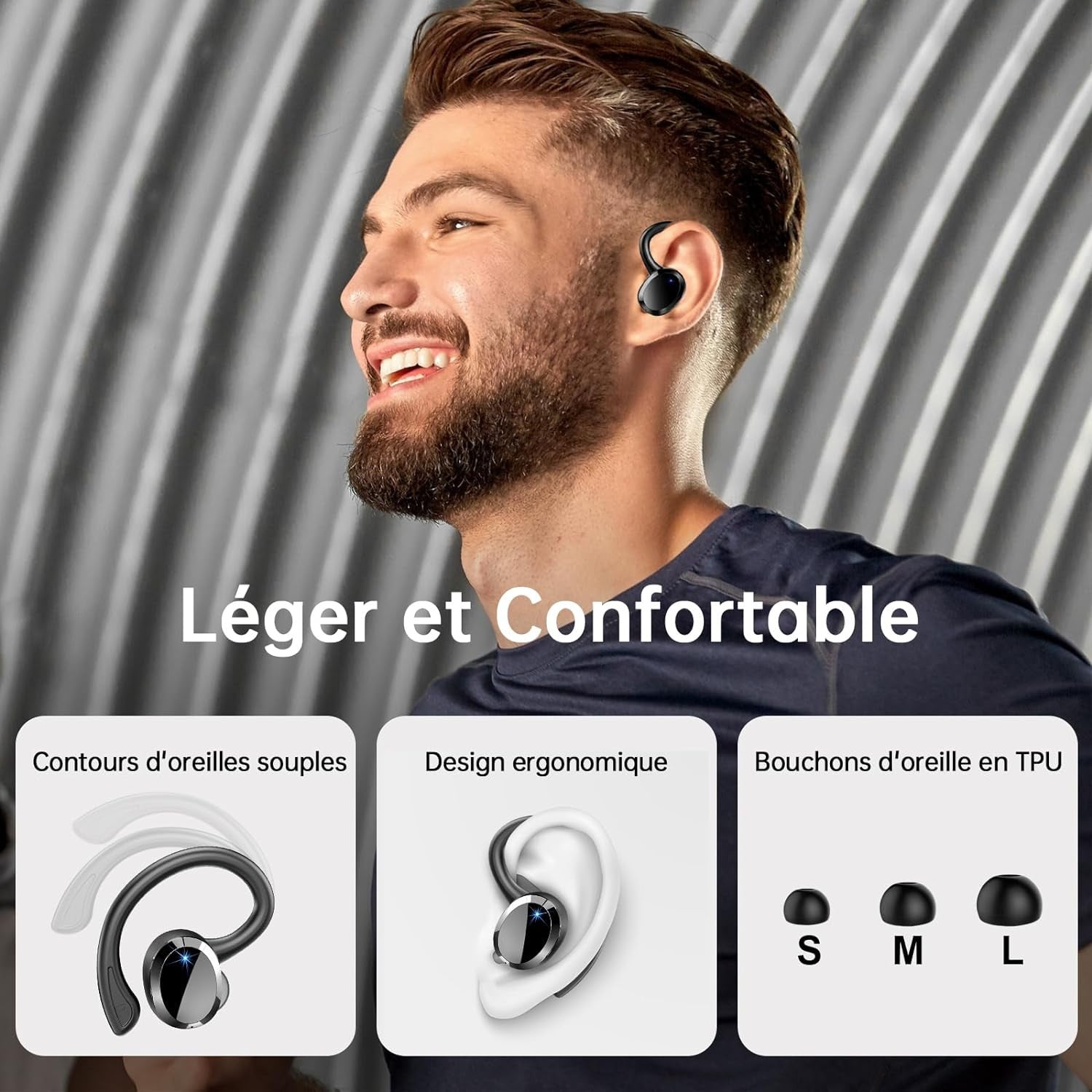 Ear Hook Wireless Smart 52 Bluetooth Headset Digital Display Power - Arovion