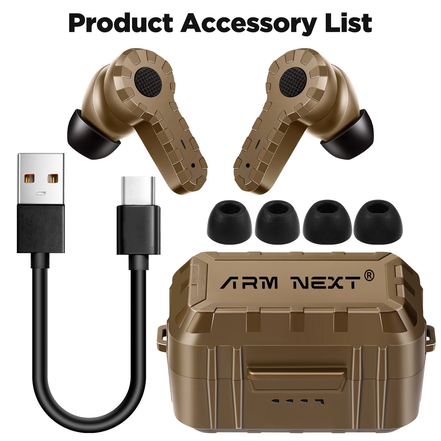 Tactical Noise Reduction Headset Rechargeable Pickup Hearing Shooting Earplugs - Arovion