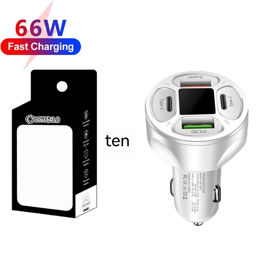 66W 2USB 2Type-c Digital Display Car Super Fast Charger - Arovion