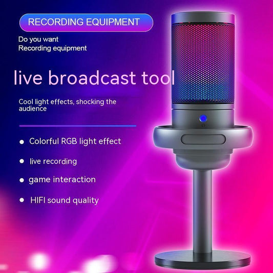 Condenser RGB Colorful Live Broadcast Wired Microphone - Arovion