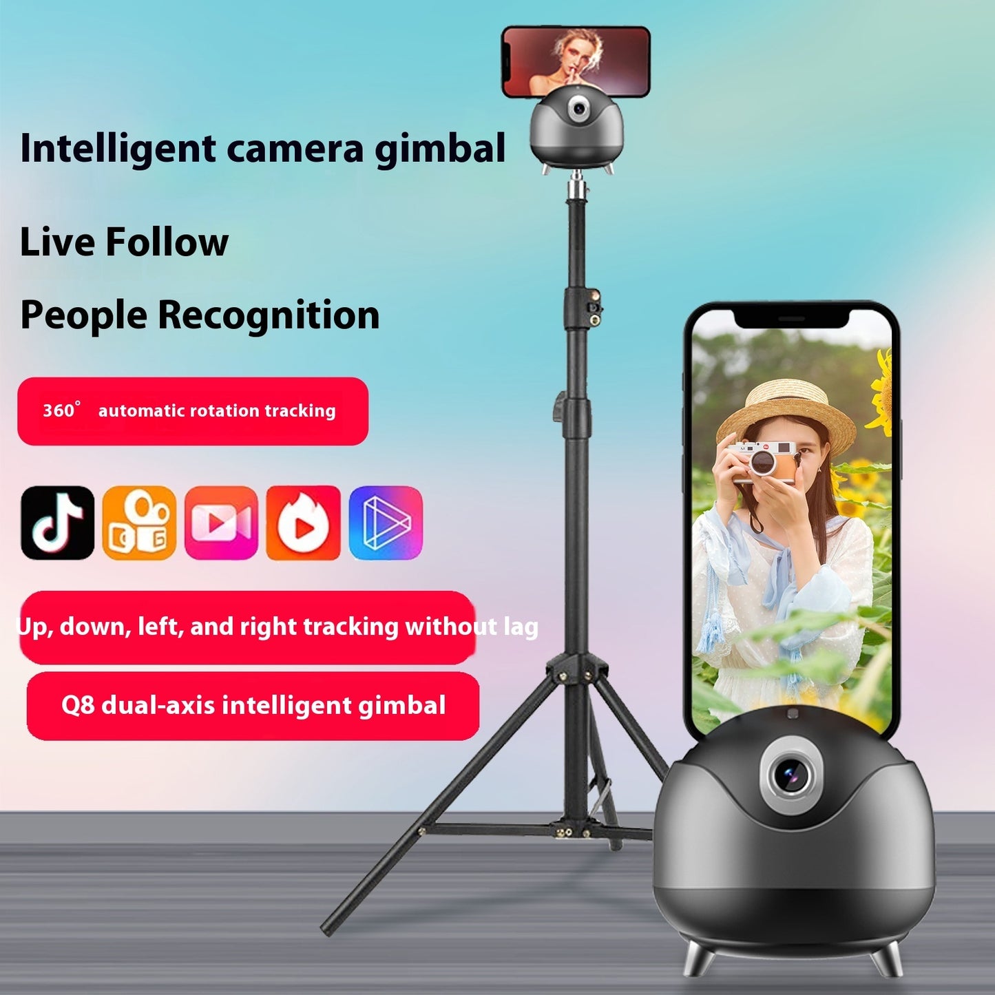 Dual-axis Q8 Intelligent AI Face Recognition Automatic Tracking Stabilizer - Arovion