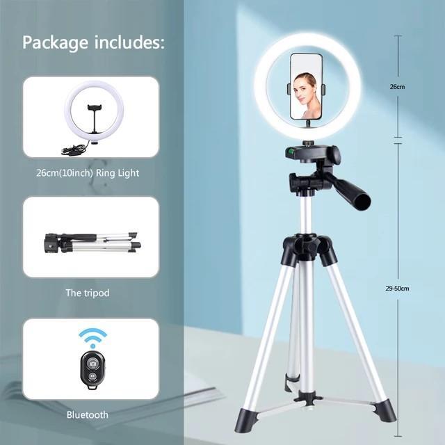 Led Selfie Phone Lamp With Tripod Stand Holder - Arovion