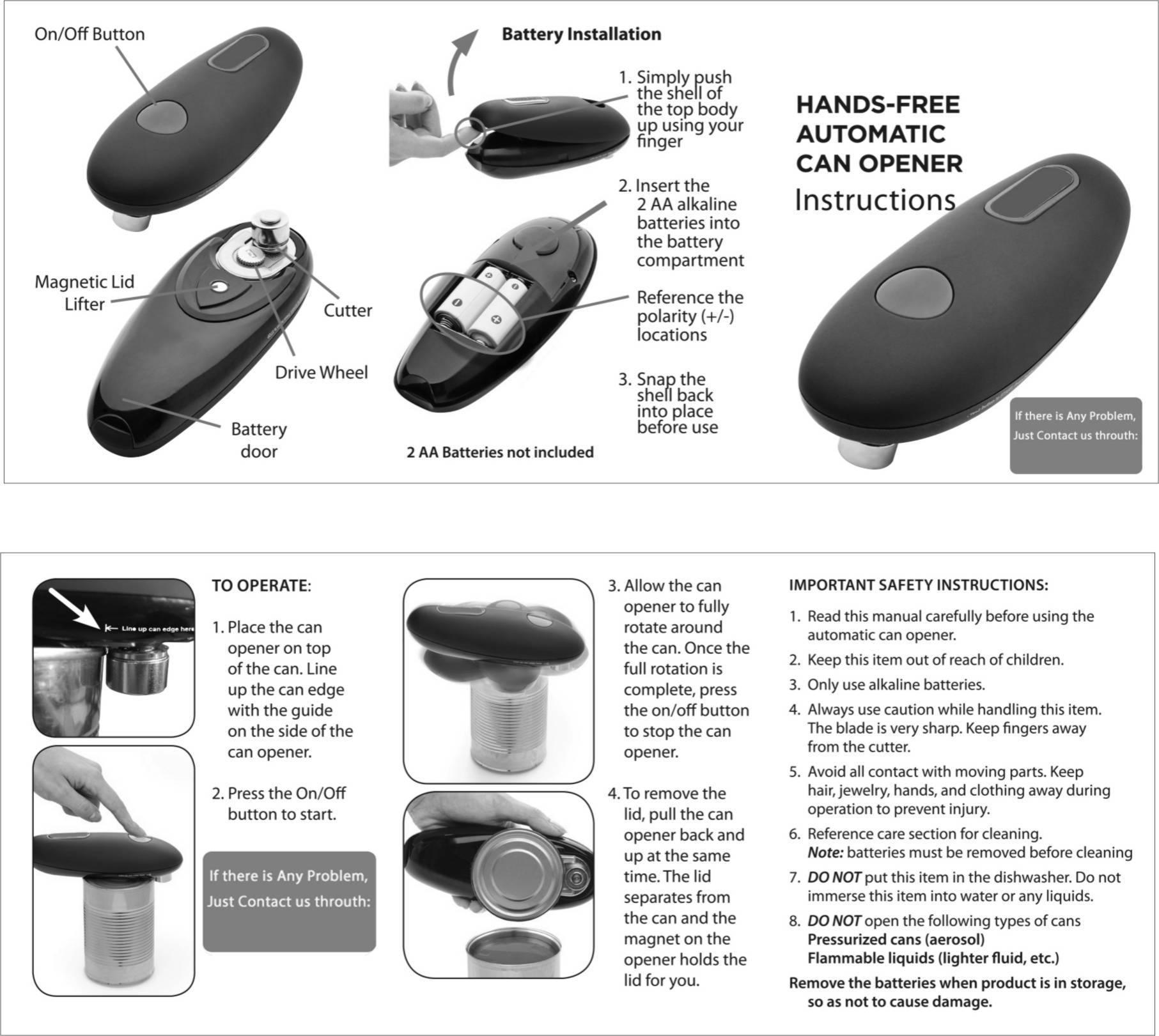 One Touch Portable Kitchen Hand Free Can, Jar Opener Tool - Arovion