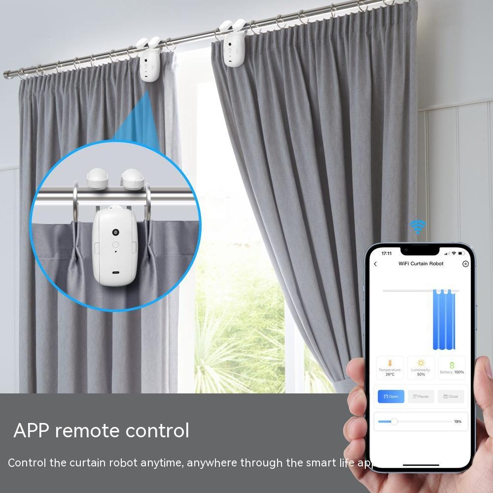 Wifi Curtain Robot Smart Home Roman Rod Electric Curtain Companion - Arovion