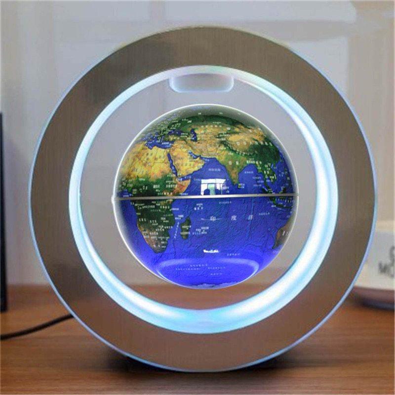 Round LED World Map Floating Globe Magnetic Levitation - Arovion