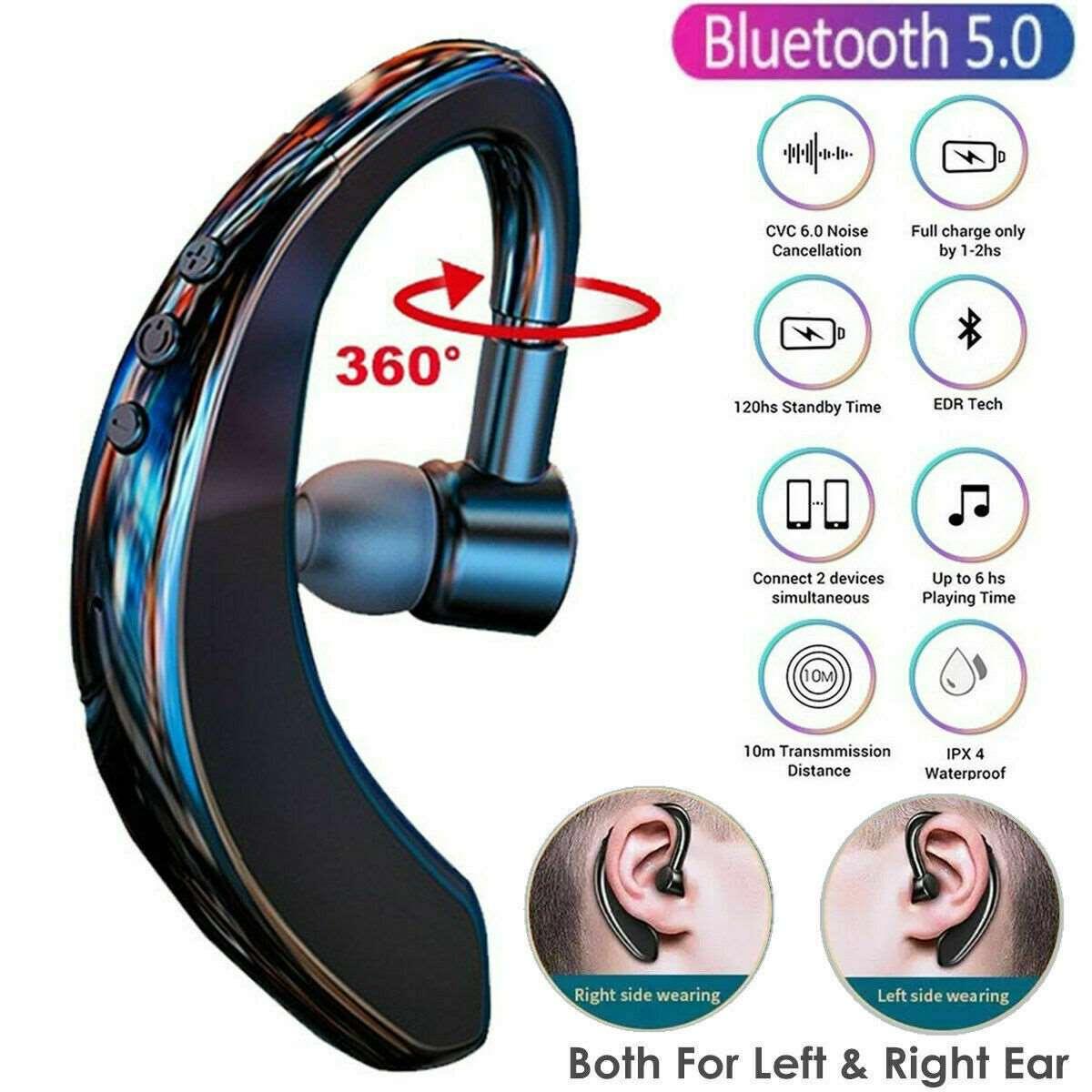 Bluetooth 5.0 Earpiece Driving Trucker Wireless Earbuds Noise Cancelling - Arovion