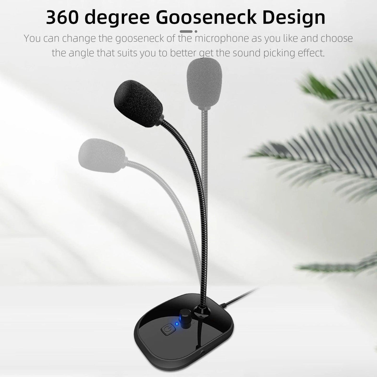 Gooseneck Computer Microphone USB Sound Card Monitor - Arovion