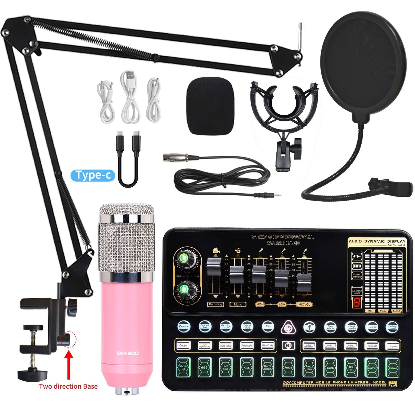 Live Broadcast Sound Card Set With Condenser Microphone - Arovion