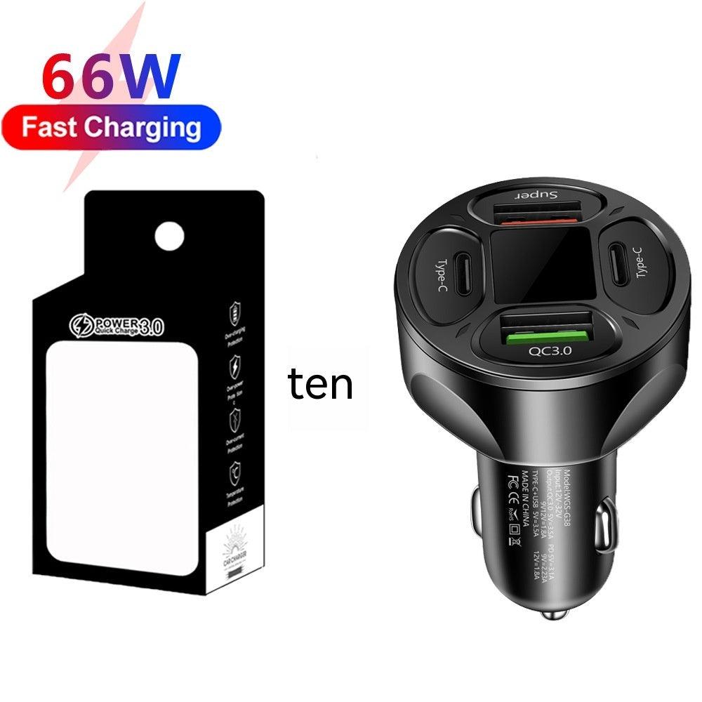 66W 2USB 2Type-c Digital Display Car Super Fast Charger - Arovion