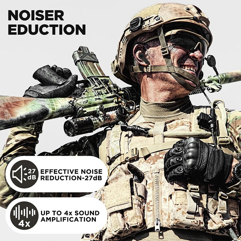 Tactical Noise Reduction Headset Rechargeable Pickup Hearing Shooting Earplugs - Arovion