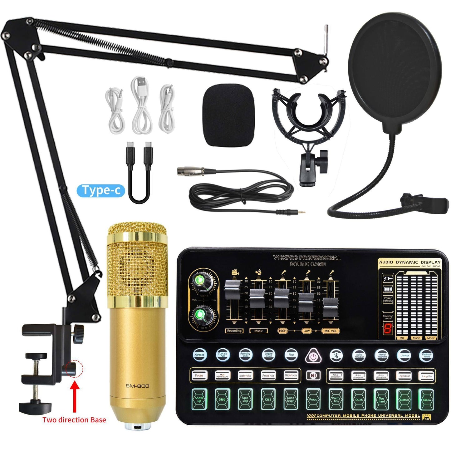 Live Broadcast Sound Card Set With Condenser Microphone - Arovion