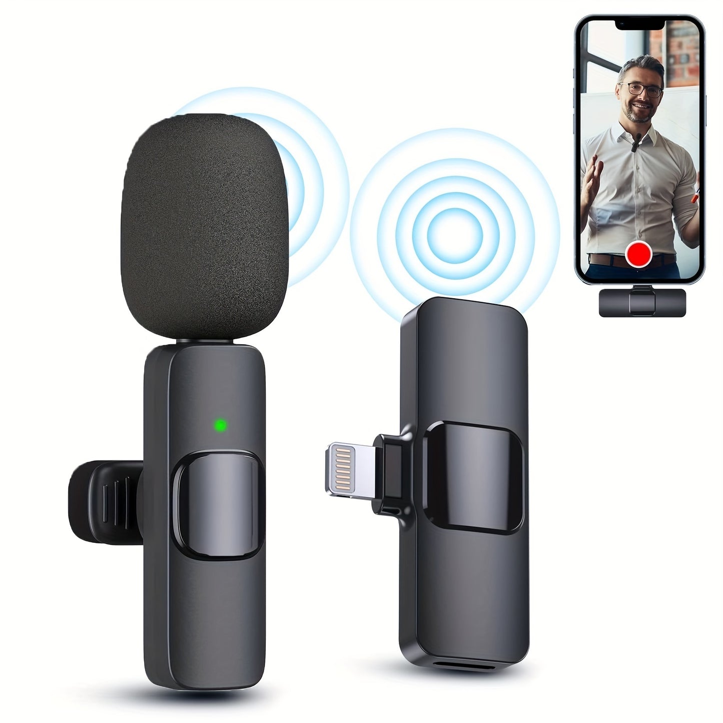 Wireless Lavalier Lapel Microphone For IPhone IPad Professional Wireless Clip - Arovion