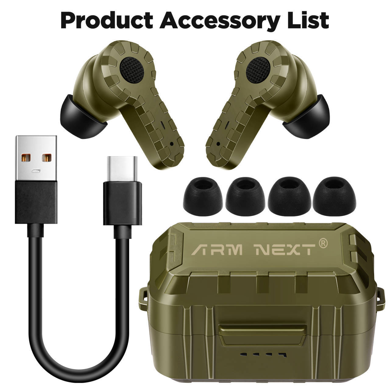 Tactical Noise Reduction Headset Rechargeable Pickup Hearing Shooting Earplugs - Arovion