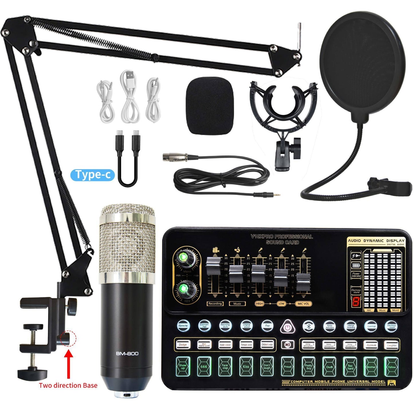 Live Broadcast Sound Card Set With Condenser Microphone - Arovion