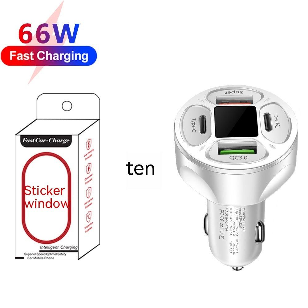 66W 2USB 2Type-c Digital Display Car Super Fast Charger - Arovion